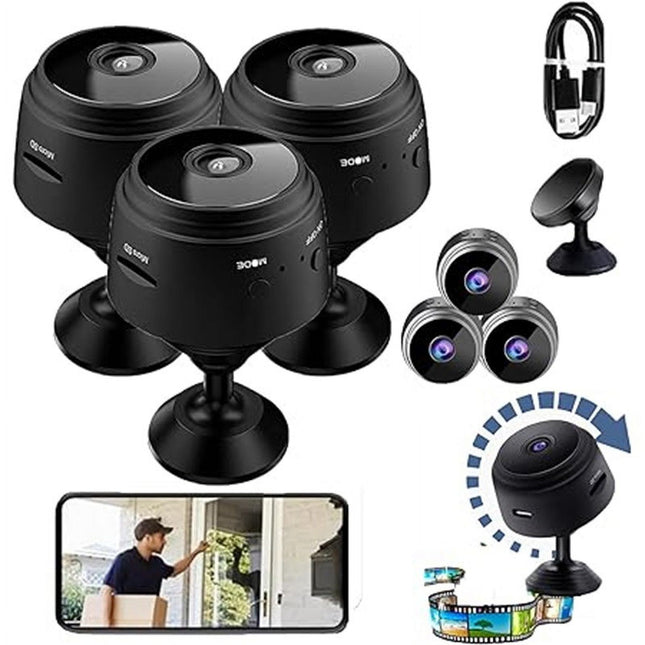 CCMAOLU Mini Security Camera 3 Pack 1080P HD WiFi Spy Camera with Night Vision USB