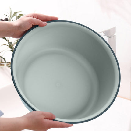 Wide Foot Wash Basin with Two-Color Design, Durable High-Temperature Plastic Washbasin for Laundry and Bathing, 13-Inch Round Shape with Large Capacity, Stable Flat Bottom for Home and Hotel Use B