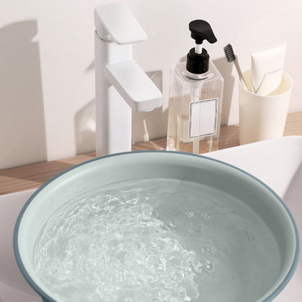 Wide Foot Wash Basin with Two-Color Design, Durable High-Temperature Plastic Washbasin for Laundry and Bathing, 13-Inch Round Shape with Large Capacity, Stable Flat Bottom for Home and Hotel Use C