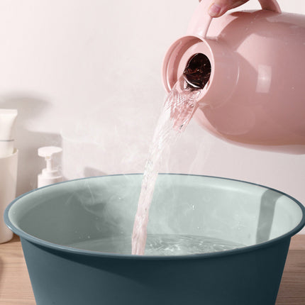 Wide Foot Wash Basin with Two-Color Design, Durable High-Temperature Plastic Washbasin for Laundry and Bathing, 13-Inch Round Shape with Large Capacity, Stable Flat Bottom for Home and Hotel Use C
