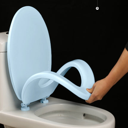 Quick-Release Round Toilet Seat with Soft-Close Lid, Durable Easy-Clean Plastic, Never Loosens, Ergonomic Comfort, Fits Standard Bowls, Tool-Free Installation, 300kg Load Capacity Blue