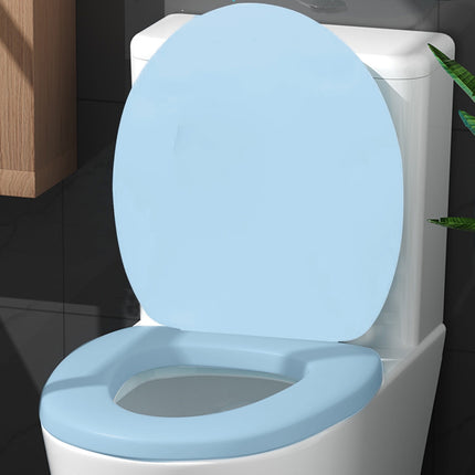 Quick-Release Round Toilet Seat with Soft-Close Lid, Durable Easy-Clean Plastic, Never Loosens, Ergonomic Comfort, Fits Standard Bowls, Tool-Free Installation, 300kg Load Capacity Blue