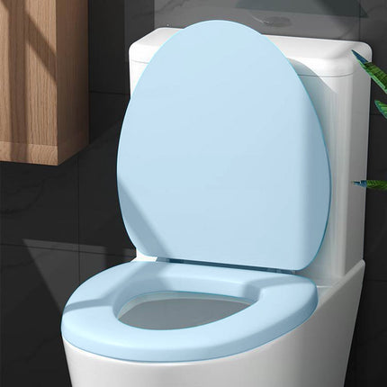 Quick-Release Round Toilet Seat with Soft-Close Lid, Durable Easy-Clean Plastic, Never Loosens, Ergonomic Comfort, Fits Standard Bowls, Tool-Free Installation, 300kg Load Capacity Blue