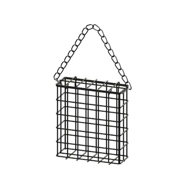 Square Suet Bird Feeder Cage Heavy-Duty Iron with Protective Coating Holds One Cake for Nuthatches in Black