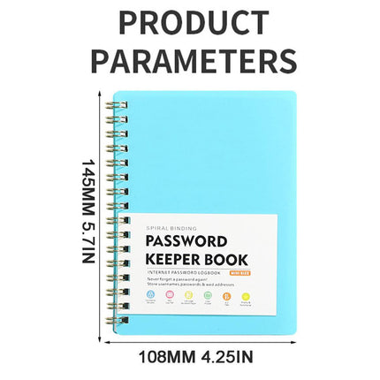 Spiral Password Book with Alphabetical Tabs,Plastic Password Book,Password Book Password Book with Personal Alphabet Label Internet Address and Password Headquarters Password Log, 4.25"x5.7"(Grey) BU2