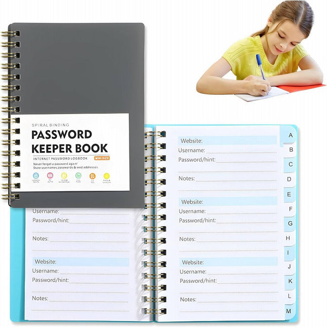 Spiral Password Book with Alphabetical Tabs Plastic Password Book – product detail