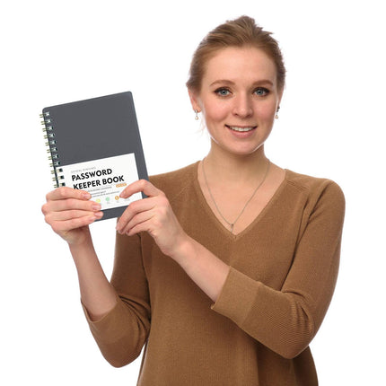 Spiral Password Book with Alphabetical Tabs,Plastic Password Book,Password Book Password Book with Personal Alphabet Label Internet Address and Password Headquarters Password Log, 4.25"x5.7"(Grey) Grey
