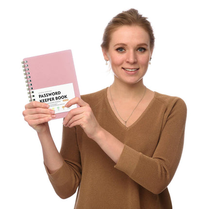 Spiral Password Book with Alphabetical Tabs,Plastic Password Book,Password Book Password Book with Personal Alphabet Label Internet Address and Password Headquarters Password Log, 4.25"x5.7"(Grey) Pink
