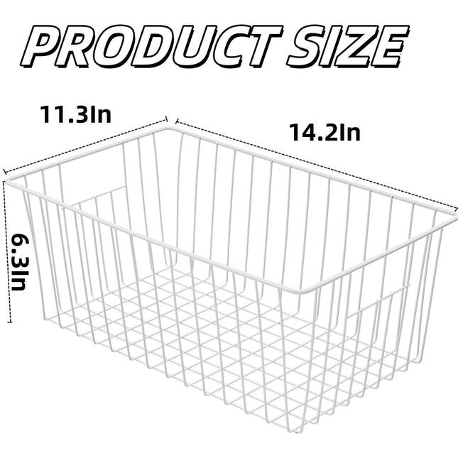2Pcs Wire Storage Baskets Metal Storage Basket for Organizing White Wire Storage Freezer Baskets for – product detail