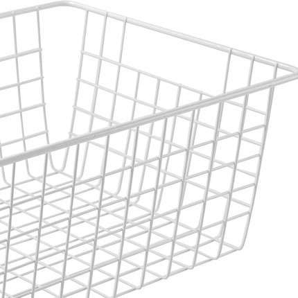 2Pcs Wire Storage Baskets,Metal Storage Basket for Organizing,White Wire Storage Freezer Baskets for Closet,Bedroom,Bathroom,Office