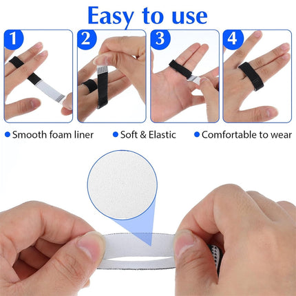 Hook and Loop Finger Wrap,Tutuviw 10 Pcs Washable and Reusable Buddy Straps for Fingers,Buddy Tape Finger Straps,Toe Separator for Bunion,Finger Brace for Injured/Jammed/Trigger Finger Support(Black) Black