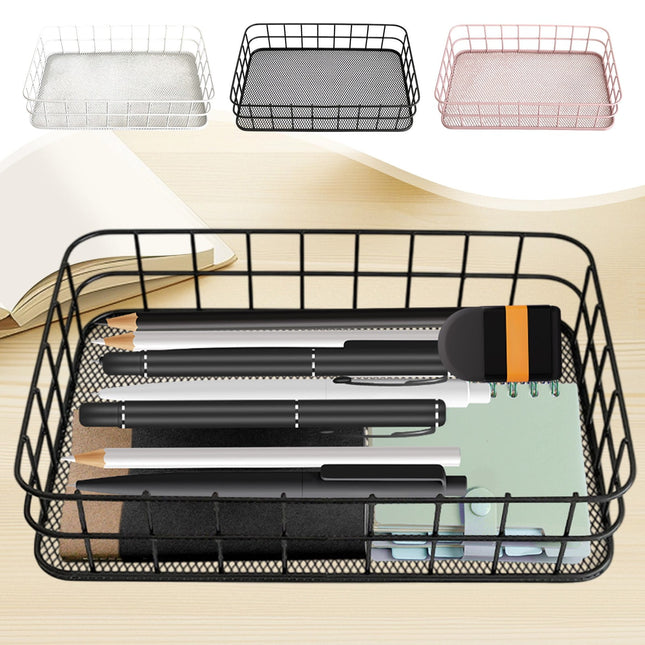 Desktop Metal Storage Basket Grids Storage Tray Small Wires Baskets Fruit Basket Metal Organizer Tray for