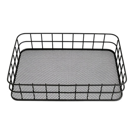 Desktop Metal Storage Basket, Grids Storage Tray Small Wires Baskets Fruit Basket Metal Organizer Tray for Home Decoration, Closets, Fridge, Kitchen Black