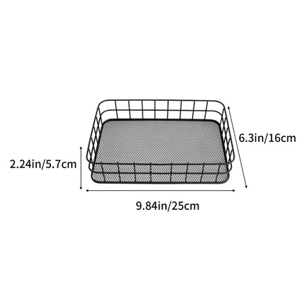 Desktop Metal Storage Basket, Grids Storage Tray Small Wires Baskets Fruit Basket Metal Organizer Tray for Home Decoration, Closets, Fridge, Kitchen Black