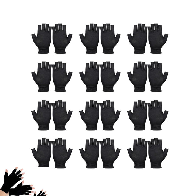 12 Pairs Cotton Gloves Reusable Half Finger Touchscreen Gloves 7.5x3.9In Summer Sun UV Protection Gloves