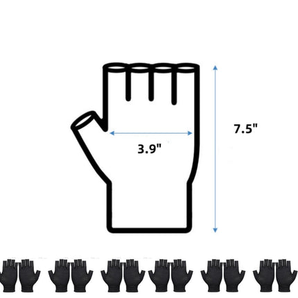 12 Pairs Cotton Gloves,Reusable Half Finger Touchscreen Gloves,7.5x3.9In Summer Sun UV Protection Gloves for Men and Women Black