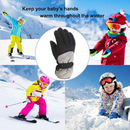 GXWEA 2T Gloves Kids Waterproof Gloves Kids Gloves Winter Gloves Thick Gloves Stretchy Warm Gloves Boys Girls 6-11 Year AHA2 kids snow gloves Grey