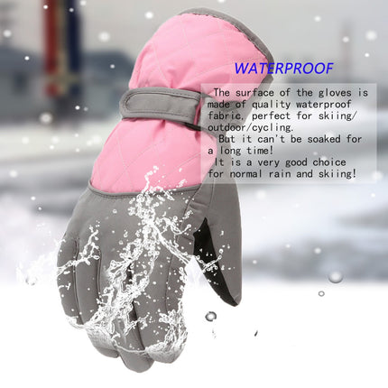 GXWEA 2T Gloves Kids Waterproof Gloves Kids Gloves Winter Gloves Thick Gloves Stretchy Warm Gloves Boys Girls 6-11 Year 10-16 Year AHA2 kids snow gloves Pink