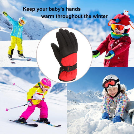 GXWEA 2T Gloves Kids Waterproof Gloves Kids Gloves Winter Gloves Thick Gloves Stretchy Warm Gloves Boys Girls 6-11 Year 10-16 Year AHA2 kids snow gloves Red