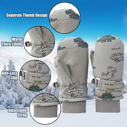 GXWEA 2T Gloves Kids Waterproof Gloves Kids Gloves Winter Gloves Thick Gloves Stretchy Warm Gloves Boys Girls 6-11 Year 2-4 Years AHA5 kids snow gloves Grey