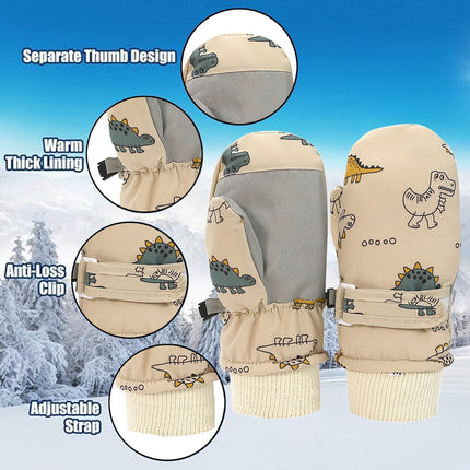 GXWEA 2T Gloves Kids Waterproof Gloves Kids Gloves Winter Gloves Thick Gloves Stretchy Warm Gloves Boys Girls 6-11 Year 2-4 Years AHA5 kids snow gloves Khaki