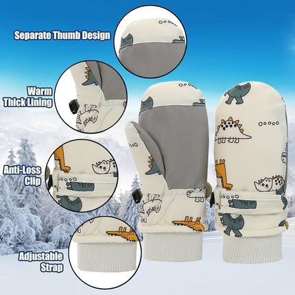 GXWEA 2T Gloves Kids Waterproof Gloves Kids Gloves Winter Gloves Thick Gloves Stretchy Warm Gloves Boys Girls 6-11 Year 4-8 Years AHA5 kids snow gloves White