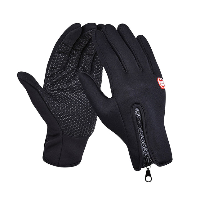 Plush Thermal Gloves with Zipper Windproof & Waterproof Thermal Non-Slip Gloves Winter Outdoor