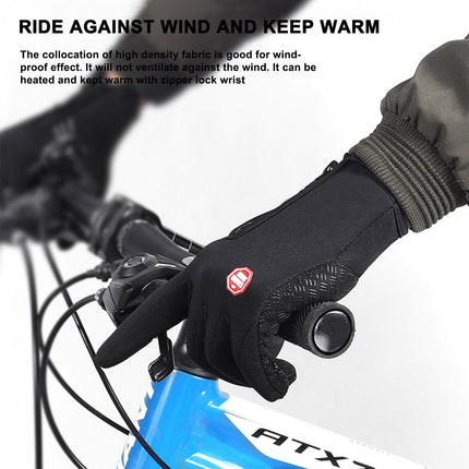 Plush Thermal Gloves with Zipper, Windproof & Waterproof Thermal Non-Slip Gloves, Winter Outdoor Touch Screen Gloves for Running, Cycling, Hiking, Travel M Coffee