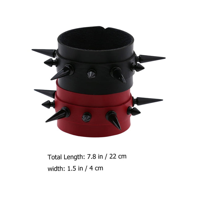 PATKAW 2-Pack Adjustable Punk Bracelets with Spiked Stylish Wristbands for Men and Women 22x4cm Assorted – product detail