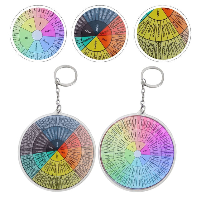 WHAMVOX 2-Pack Metal Hanging Emotion Wheel Keychain Set Decorative Key for Bags and Keys