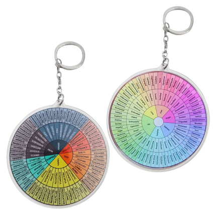 WHAMVOX 2-Pack Metal Hanging Emotion Wheel Keychain Set, Decorative Key for Bags and Keys