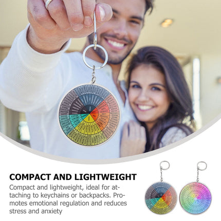 WHAMVOX 2-Pack Metal Hanging Emotion Wheel Keychain Set, Decorative Key for Bags and Keys