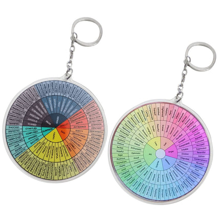 WHAMVOX 2-Pack Metal Hanging Emotion Wheel Keychain Set, Decorative Key for Bags and Keys