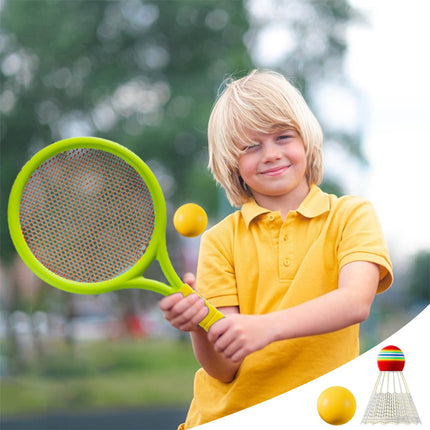 Chmadoxn Kids Badminton & Tennis Set - Racket Family Sports Gift with Balls， Lightweight Beginner Gear for Ages 6-12, Indoor/Outdoor Play Blue