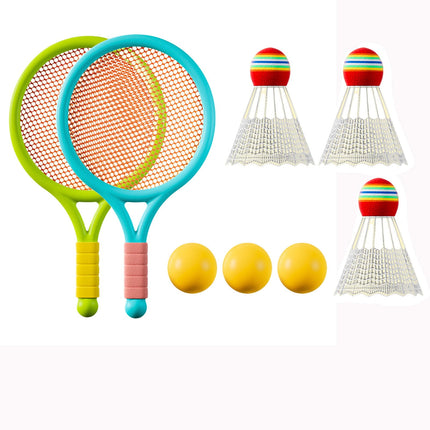 Chmadoxn Kids Badminton & Tennis Set - Racket Family Sports Gift with Balls， Lightweight Beginner Gear for Ages 6-12, Indoor/Outdoor Play Blue 1