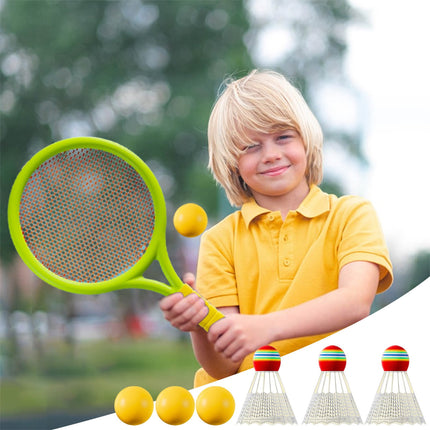 Chmadoxn Kids Badminton & Tennis Set - Racket Family Sports Gift with Balls， Lightweight Beginner Gear for Ages 6-12, Indoor/Outdoor Play Blue 1