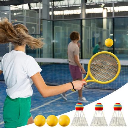 Chmadoxn Kids Badminton & Tennis Set - Racket Family Sports Gift with Balls， Lightweight Beginner Gear for Ages 6-12, Indoor/Outdoor Play Red 1