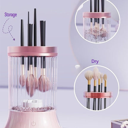 Electric Makeup Brush Cleaner, , Automatic Spinning Cosmetic Brush Cleaner One-Click Operation, Auto-Rotating Brush Cleaner for Any Makeup Brushes（USB）pink