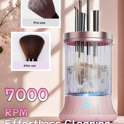 Electric Makeup Brush Cleaner, , Automatic Spinning Cosmetic Brush Cleaner One-Click Operation, Auto-Rotating Brush Cleaner for Any Makeup Brushes（USB）pink