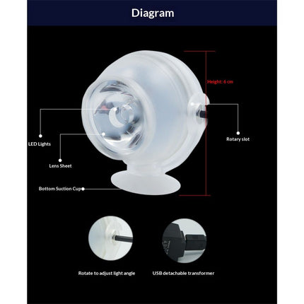 2pcs LED Fish Spot Light, Rotation Mini RGB Spotlights Submersible Lamp for Aquarium Fountain Pond Water Garden