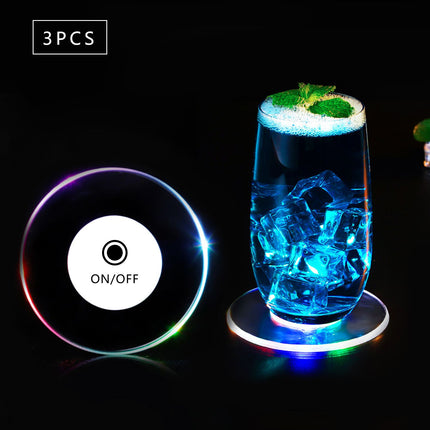 LED Coasters Set of 6, Changing Light Up Coasters for Drinks, Flashing Cup, Waterproof Non-Slip Funny Drink Set for Party Bars, Events, Halloween, Wedding, Club Decor