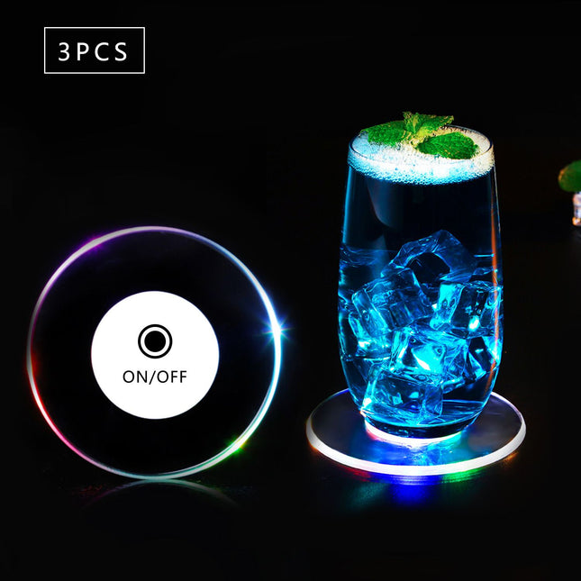 LED Coasters Set of 6 Changing Light Up Coasters for Drinks Flashing Cup Waterproof Non-Slip – product detail