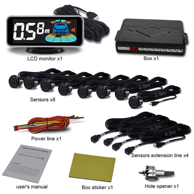 Backup Parktronic System Car Auto Vehicle Reverse with 8 Parking Sensors kit Distance Detection LCD – product detail