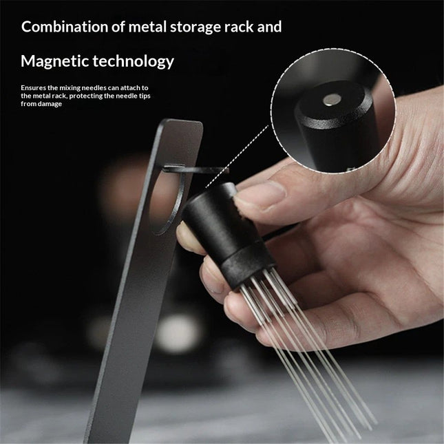 Magnetic Coffee Stirrer 0.4mm 7 Installed Pins Plus 0.25mm for Espresso Distribution Tool with Metal Stand – product detail