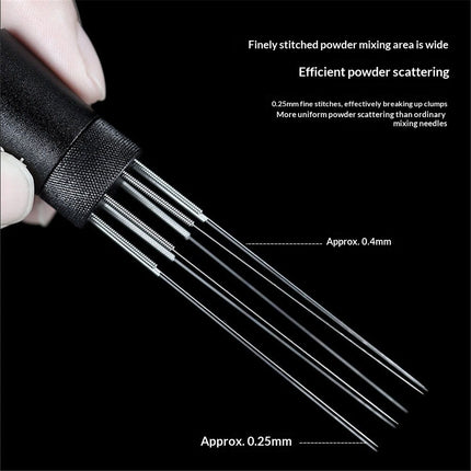 Magnetic Coffee Stirrer 0.4mm 7 Installed Pins + 0.25mm for Espresso Distribution Tool with Metal Stand for Barista Espresso (Black)