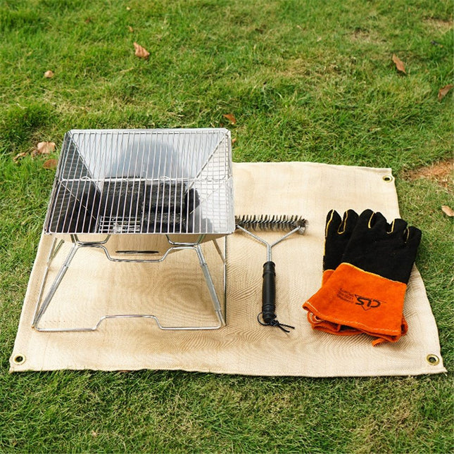 Fire Pit Mat 100 80cm Wood Stove Under Grill Mat (940 Degree F Safety) for Deck BBQ Fireproof Floor Tent