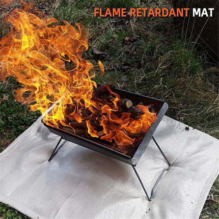 Fire Pit Mat 100*80cm Wood Stove Under Grill Mat (940°F Safety) for Deck BBQ Fireproof Floor Tent Campsite Insulation Protection