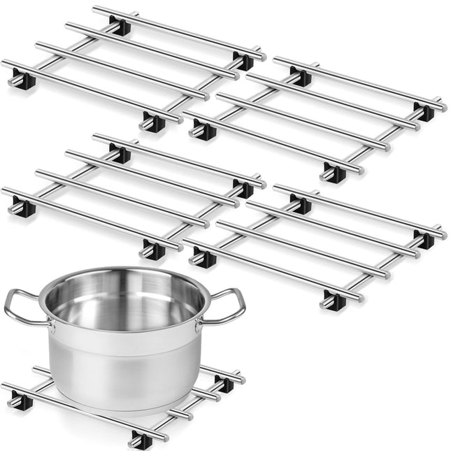 4 Pcs Cast Iron Vintage Stainless Steel for Pots and Pans Cooling Racks for Kitchen Dining Table Decoration
