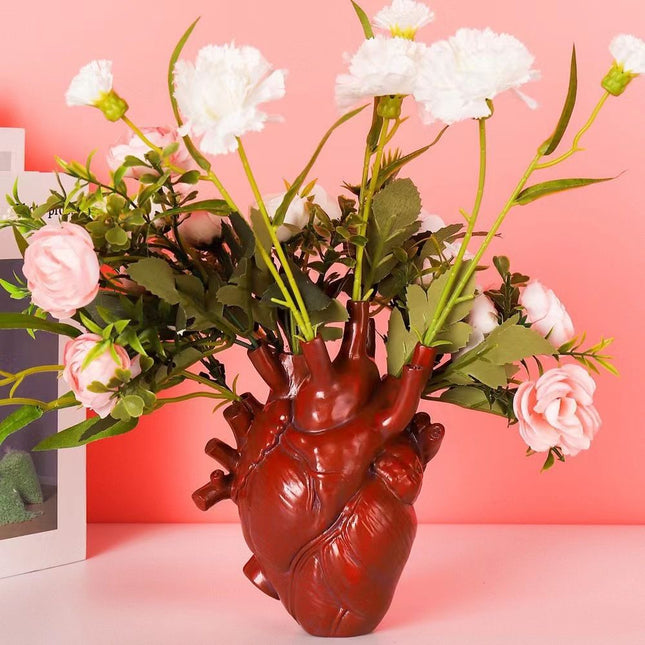 Vase Flower Vases Heart Shaped Decor Resin Flower Pot Modern Unique Nordic Art Style Decorative – product detail