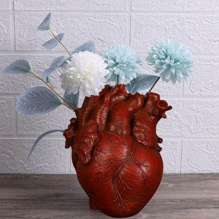 Vase Flower Vases Heart Shaped Decor Resin Flower Pot Modern Unique Nordic Art Style Decorative Vase for Home Wedding Gift Desktop Living Room Decoration - Red